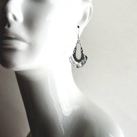 Bohemian Silver Earrings - antique/oxidized style Bali ball edge design detail - lightweight semicircle, unique boho gift idea - Constant Baubling
