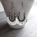Bohemian Silver Earrings - antique/oxidized style Bali ball edge design detail - lightweight semicircle, unique boho gift idea - Constant Baubling