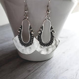 Bohemian Silver Earrings - antique/oxidized style Bali ball edge design detail - lightweight semicircle, unique boho gift idea - Constant Baubling