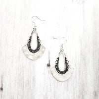 Bohemian Silver Earrings - antique/oxidized style Bali ball edge design detail - lightweight semicircle, unique boho gift idea - Constant Baubling