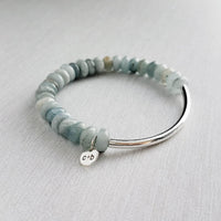 Stone Bracelet Set, silver stacking bracelets, blue Amazonite, gemstone bracelet, aqua terra jasper, African opal beads, crackle fire agate - Constant Baubling