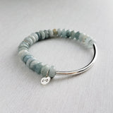 Stone Bracelet Set, silver stacking bracelets, blue Amazonite, gemstone bracelet, aqua terra jasper, African opal beads, crackle fire agate - Constant Baubling