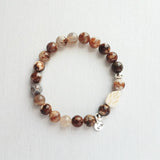 Stone Bracelet Set, silver stacking bracelets, blue Amazonite, gemstone bracelet, aqua terra jasper, African opal beads, crackle fire agate - Constant Baubling