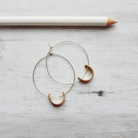 Sterling Silver Hoop Earrings, silver circle earring, semicircle, gold half circle, mixed metal earring, thin silver hoop, modern hoop - Constant Baubling