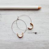 Sterling Silver Hoop Earrings, silver circle earring, semicircle, gold half circle, mixed metal earring, thin silver hoop, modern hoop - Constant Baubling