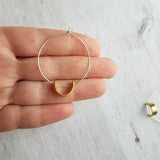 Sterling Silver Hoop Earrings, silver circle earring, semicircle, gold half circle, mixed metal earring, thin silver hoop, modern hoop - Constant Baubling