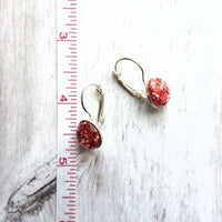 Birthday Earrings - metallic pink confetti half sphere on silver leverback hooks, sparkling glitter earring, birthday gift, pink glitter - Constant Baubling