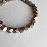 Stacking Bracelet Set - pyrite gold stone grey silver seed beads - chunk nugget stretch elastic bangle - African Imfibinga Zulu Job's Tears - Constant Baubling