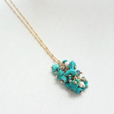 Turquoise Stone Necklace - stone cluster pendant, turquoise necklace, blue stone necklace, pebble necklace, cluster necklace, turquoise gold - Constant Baubling