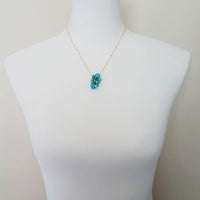 Turquoise Stone Necklace - stone cluster pendant, turquoise necklace, blue stone necklace, pebble necklace, cluster necklace, turquoise gold - Constant Baubling