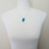 Turquoise Stone Necklace - stone cluster pendant, turquoise necklace, blue stone necklace, pebble necklace, cluster necklace, turquoise gold - Constant Baubling