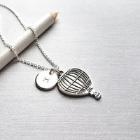 Hot Air Balloon Necklace - personalized letter charm, silver balloon necklace, Balloonfest, hot air balloon pendant, hot air balloon charm - Constant Baubling