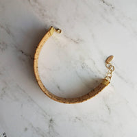 Wood Bracelet - wide cork cuff & gold adjustable chain, wood bangle, cork bangle, cork bracelet, woof cuff, cork cuff, wide bracelet, unisex - Constant Baubling