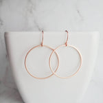 Rose Gold Circle Earrings, rose gold hoop, thin rose gold circle, thin rose gold hoop, thin circle earring, simple circle earring, 14K hook - Constant Baubling