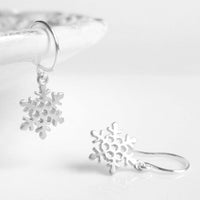 Little Snowflake Earrings, silver snowflake earring, small snowflake earring, winter earring, holiday earring, snow earring, Christmas - Constant Baubling