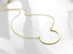 Gold Horseshoe Necklace - 14K gold fill chain & brass u shape round pendant - delicate simple open circle minimalist semicircle - Constant Baubling