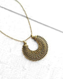 Medallion Necklace, bronze medallion, medallion pendant, antique brass necklace, brass medallion, brass ox pendant, crescent moon pendant - Constant Baubling