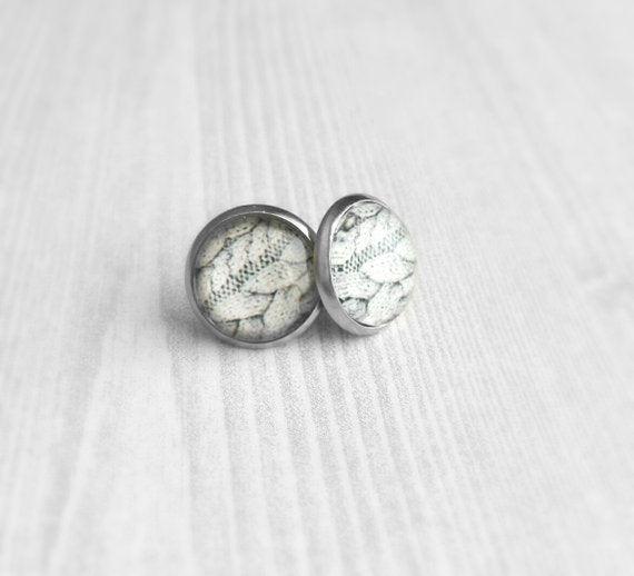 Sweater Earring, grey sweater earring, cable knit earring, winter stud, grey winter earring, winter stud, cozy earring, gray stud earring - Constant Baubling