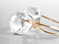 Water Drop Earring, 14K gold hooks, clear glass teardrop earring, solid glass drops, clear glass dangles, elegant earrings, simple earrings - Constant Baubling