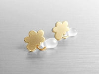 Gold Cloud Earring w/ tiny little raindrop - .925 sterling silver post - Mini Cumulus Puffs for Rainy Day Weather - sweet fun & minimalist - Constant Baubling