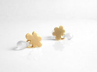 Gold Cloud Earring w/ tiny little raindrop - .925 sterling silver post - Mini Cumulus Puffs for Rainy Day Weather - sweet fun & minimalist - Constant Baubling