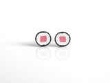 Sushi Earrings, salmon sushi earring, sushi studs, fish roll studs, salmon roll earring, salmon roll stud, tiny sushi earring, small sushi - Constant Baubling