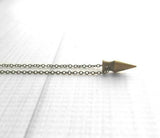 Brass Spike Necklace, bronze spike necklace, bullet necklace, dagger pendant, small spike pendant, delicate antique brass chain, minimalist - Constant Baubling