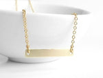 Gold Bar Necklace, gold rectangle necklace, flat gold bar pendant, modern necklace, simple gold necklace, plain bar thin delicate gold chain - Constant Baubling