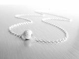 Silver Ball Necklace, simple silver necklace, rough texture bead, star dust ball, glitter bead, sparkle bead, ball charm, silver glitter - Constant Baubling