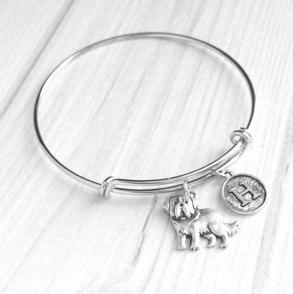 St Bernard Bracelet, dog mom jewelry, St Bernard jewelry, St Bernard gift, silver bangle bracelet, pet dog charm, Saint Bernard bracelet - Constant Baubling