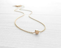 Dot Necklace - rose gold dot necklace, tiny circle necklace, tiny round charm necklace, small circle necklace, small round pendant, cylinder - Constant Baubling