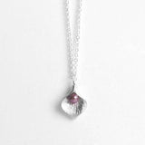 Silver Calla Lily Necklace - small matte flower charm, fuchsia pink, plum purple genuine freshwater pearl, delicate thin chain, bridesmaid - Constant Baubling