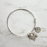 Chow Chow Charm Bracelet - adjustable looped bangle pet dog - personalized letter initial monogram - lion dog Songshi/Tang Quan puppy - Constant Baubling