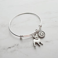 Corgi Jewelry - adjustable bracelet bangle double loop pet dog charm - personalized letter initial monogram - Pembroke Welsh herders - Constant Baubling