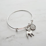 Corgi Jewelry - adjustable bracelet bangle double loop pet dog charm - personalized letter initial monogram - Pembroke Welsh herders - Constant Baubling