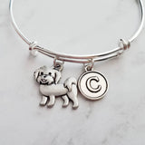 Maltese Bracelet - silver adjustable charm bangle double loop pet dog - personalized letter initial monogram - toy breed puppy accessory - Constant Baubling