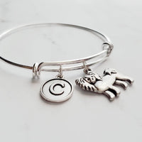 Papillon Jewelry Bracelet - adjustable bangle double loop pet dog charm - personalized letter initial monogram - toy puppy breed accessory - Constant Baubling