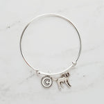 Coonhound Bracelet - silver bangle adjustable double loop pet charm - personalized letter initial monogram - handmade puppy coon hound - Constant Baubling
