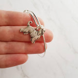 Silver Afghan Bracelet - adjustable bangle double loop pet dog charm - personalized letter initial monogram - Afghan Hound puppy jewelry - Constant Baubling