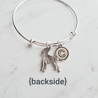 Boxer Dog Bracelet - silver adjustable bangle double loop pet charm - personalized letter initial monogram - handmade Boxer puppy jewelry - Constant Baubling