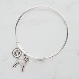 Boxer Dog Bracelet - silver adjustable bangle double loop pet charm - personalized letter initial monogram - handmade Boxer puppy jewelry - Constant Baubling