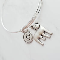 Rottweiler Bracelet - adjustable bangle double loop pet dog charm - personalized letter initial monogram - handmade Rottie puppy jewelry - Constant Baubling