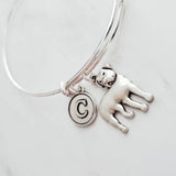 Rottweiler Bracelet - adjustable bangle double loop pet dog charm - personalized letter initial monogram - handmade Rottie puppy jewelry - Constant Baubling