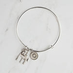 English Mastiff Bracelet - silver bangle adjustable double loop pet dog charm - personalized letter initial monogram - puppy accessory - Constant Baubling