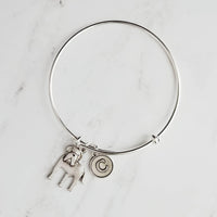 English Mastiff Bracelet - silver bangle adjustable double loop pet dog charm - personalized letter initial monogram - puppy accessory - Constant Baubling