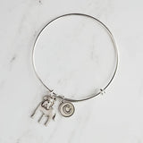 English Mastiff Bracelet - silver bangle adjustable double loop pet dog charm - personalized letter initial monogram - puppy accessory - Constant Baubling