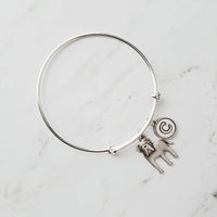 English Mastiff Bracelet - silver bangle adjustable double loop pet dog charm - personalized letter initial monogram - puppy accessory - Constant Baubling