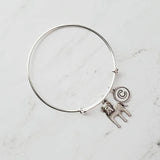 English Mastiff Bracelet - silver bangle adjustable double loop pet dog charm - personalized letter initial monogram - puppy accessory - Constant Baubling
