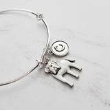 English Mastiff Bracelet - silver bangle adjustable double loop pet dog charm - personalized letter initial monogram - puppy accessory - Constant Baubling