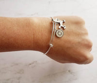 Poodle Bracelet - adjustable bangle double loop pet dog charm - personalized letter initial monogram - standard miniature toy breed gift - Constant Baubling